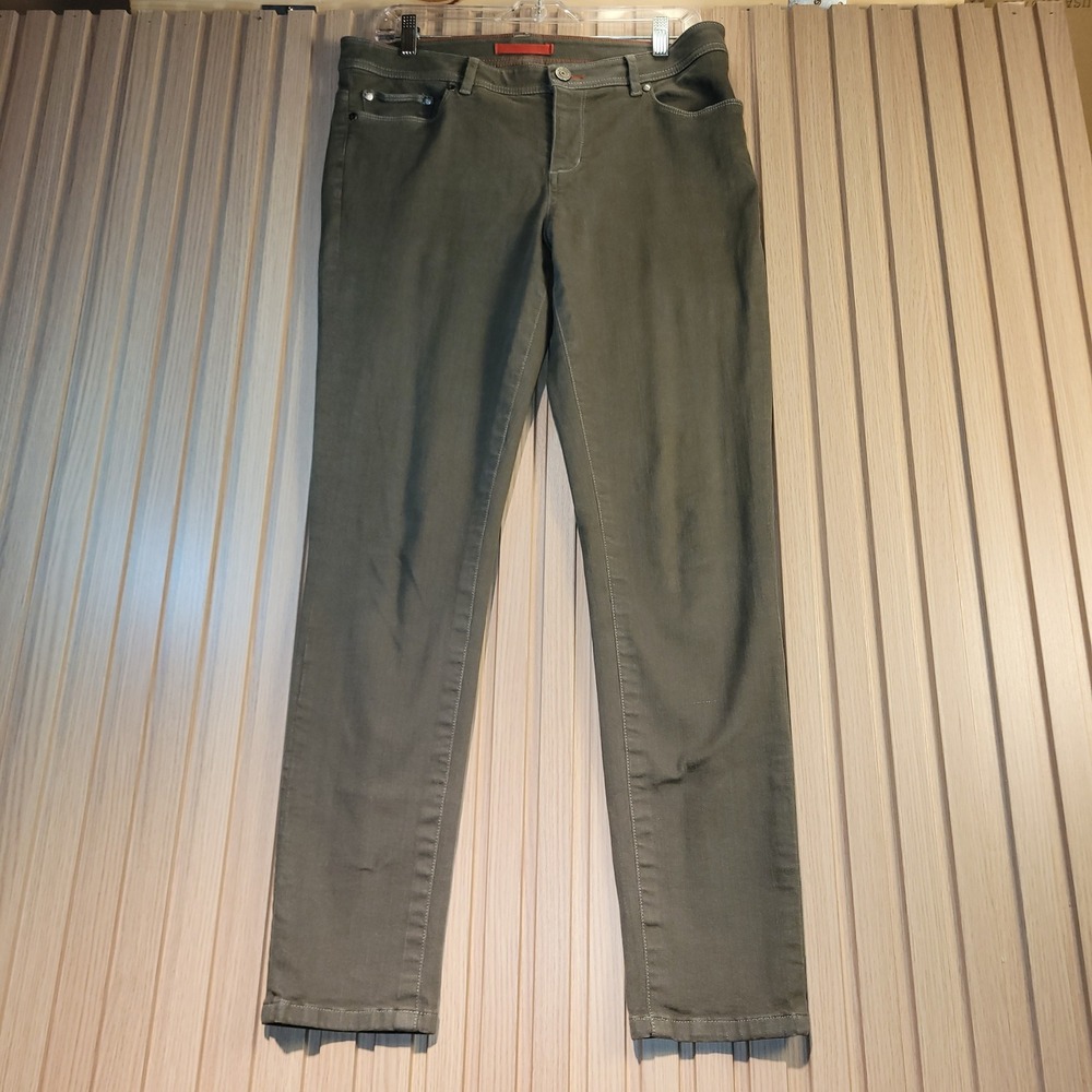 LL Bean Signature Skinny Jeans Womens 12 Olive Green Stretch 500283